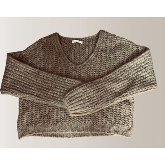 Piazza Roma Mohair Blend Chunky Open Knit V-Neck Sweater Cropped -Small - Picture 9 of 9